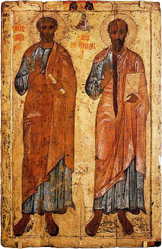 来自贝洛泽斯克的圣彼得和保罗的图标 Icon of Sts. Peter and Paul from Belozersk (c.1200 – c.1230)，东正教圣像