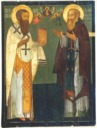 凯撒利亚的圣巴西尔和俄罗斯的瓦西里三世亲王 St. Basil of Caesarea and Prince Vasili III of Russia (c.1550 – c.1575)，东正教圣像