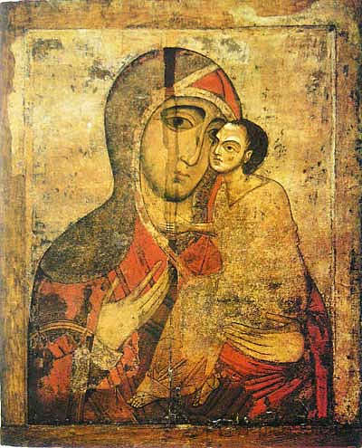 斯塔拉亚·鲁萨的温柔的西奥托科斯 Theotokos of Tenderness of Staraya Russa (c.1200 - c.1225)，东正教圣像