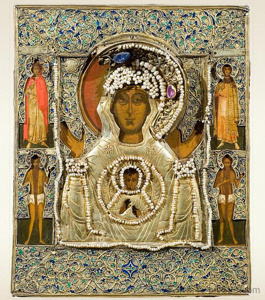 圣母标志(来自Tsarevna Sofia的坟墓ikonostasis) Our Lady of the Sign (from Tsarevna Sofia's tomb ikonostasis) (c.1625 - c.1675),东正教圣像