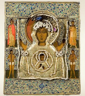 圣母标志（来自Tsarevna Sofia的坟墓ikonostasis） Our Lady of the Sign (from Tsarevna Sofia’s tomb ikonostasis) (c.1625 – c.1675)，东正教圣像