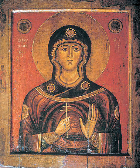 圣朱莉安娜圣像（“兹维林修道院标志圣母”的背面） The Icon of Saint Juliana (back side of 'Our Lady of the Sign from Zverin Monastery') (c.1200 - c.1250)，东正教圣像