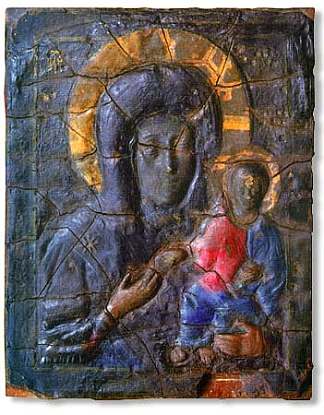 The Holy Virgin Blachernitissa（《Theotokos of Blachernae》的早期副本） The Holy Virgin Blachernitissa (early copy of ‘Theotokos of Blachernae’) (c.650)，东正教圣像