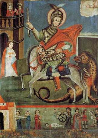 斗蛇者圣乔治的奇迹 The miracle of St. George the Serpent Fighter (c.1700 – c.1800)，东正教圣像
