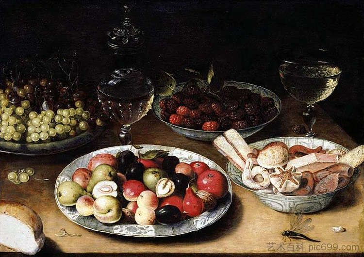 水果静物 Still Life of Fruit (1610)，奥夏斯.贝尔