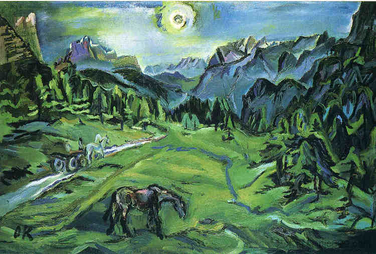 白云石景观：三个十字架 Dolomite Landscape: Tre Croci (1913)，奥斯卡·科柯施卡