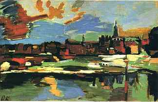 德累斯顿的易北河 The Elbe at Dresden (1922)，奥斯卡·科柯施卡