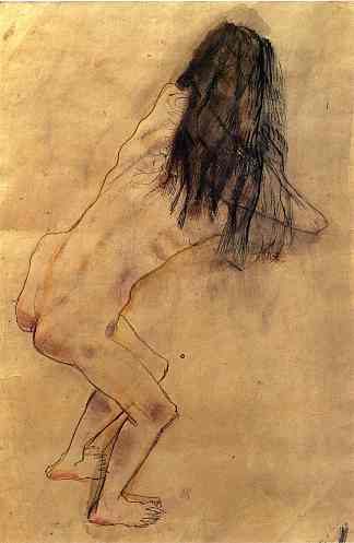 裸体与背部转身 Nude with Back Turned (1907)，奥斯卡·科柯施卡
