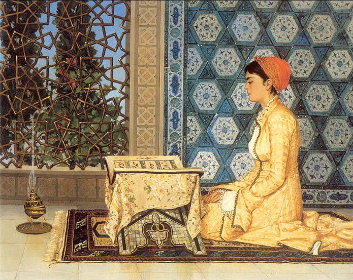 女孩背诵古兰经 Girl Reciting Qu'ran (1880)，奥斯曼哈姆迪贝