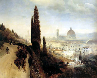 佛罗伦萨景观 View of Florence (1883)，奥斯瓦尔德·阿亨巴赫