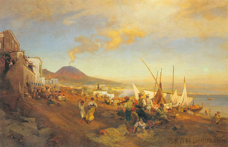 在那不勒斯海滩上 On the beach of Naples，奥斯瓦尔德·阿亨巴赫