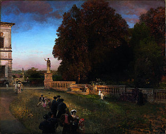 在博尔盖塞别墅的公园里 In the Park of the Villa Borghese (1886)，奥斯瓦尔德·阿亨巴赫