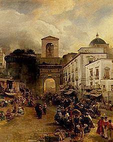 在那不勒斯的卡普阿纳门前 In front of the Porta Capuana in Naples (1875)，奥斯瓦尔德·阿亨巴赫