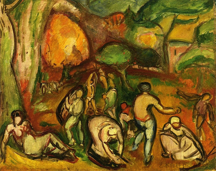 风景中的人物 Figures in a Landscape (1908)，奥东·弗里茨