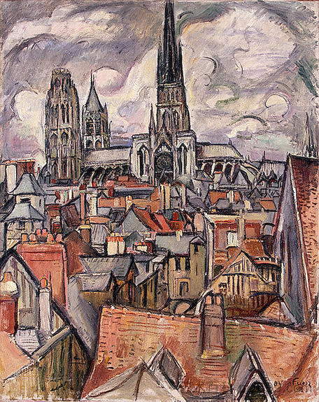 鲁昂的屋顶和大教堂 Roofs and Cathedral in Rouen (1908)，奥东·弗里茨