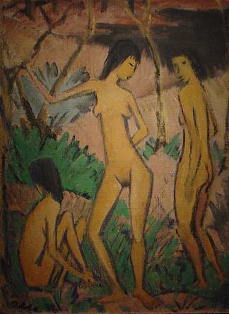 风景中的三个裸体 Drie Naakten in Landschap (1922)，奥托·缪勒