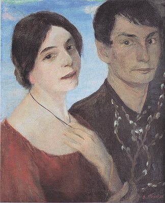 Liebesfrühling II（双肖像马施卡和奥托·穆勒） Liebesfrühling Ii (doppelbildnis Maschka Und Otto Mueller) (1903)，奥托·缪勒
