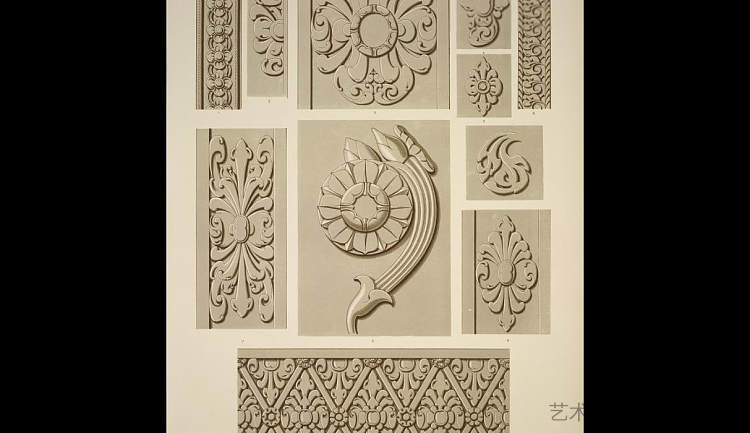 印度教饰品1号。亚洲人协会雕像上的装饰品 Hindoo Ornament no. 1. Ornaments from a statue at the Asiatic's Society House，欧文·琼斯