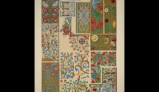 中世纪装饰照明手稿第 3 号。十四世纪和十五世纪部分照明手稿 Medieval Ornament Illuminated Manuscripts no. 3. Portions of illuminated manuscripts of the fourteenth and fifteenth centuries，欧文·琼斯