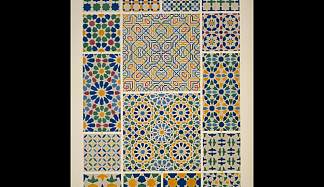 来自阿尔罕布拉宫 5 号的莫尔斯克装饰品。马赛克。 Moresque ornament from the Alhambra no. 5. Mosaics.，欧文·琼斯