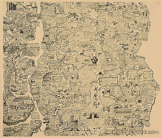 世界地图草图第 1 部分（美洲、太平洋） Sketch for a World map Part 1 (Americas, Pacific) (1972)，奥维因德法尔斯特罗姆