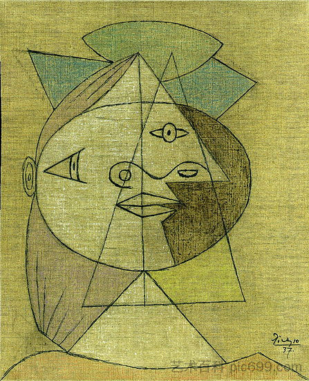 一个女人的头(玛丽-特蕾莎·沃尔特) Head of a woman (Marie-Therese Walter) (1937; France ),巴勃罗·毕加索