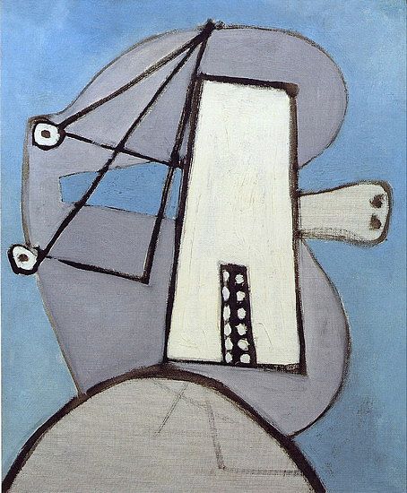 蓝色背景中的头部 Head in blue background (1929; France  )，巴勃罗·毕加索