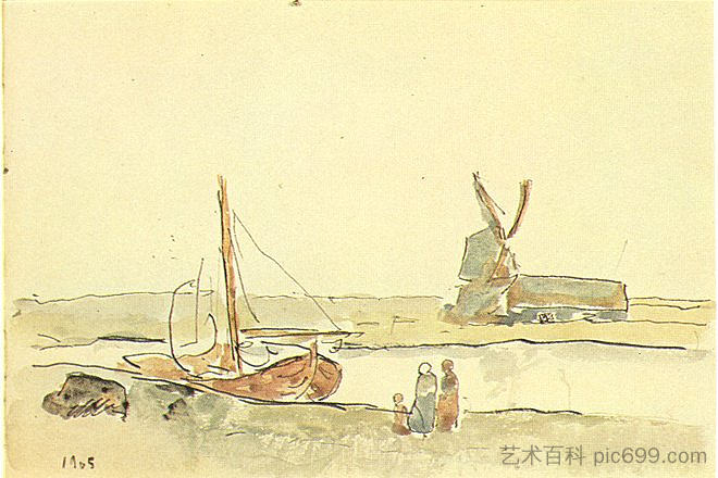 运河上的船 A boat on the canal (1905)，巴勃罗·毕加索