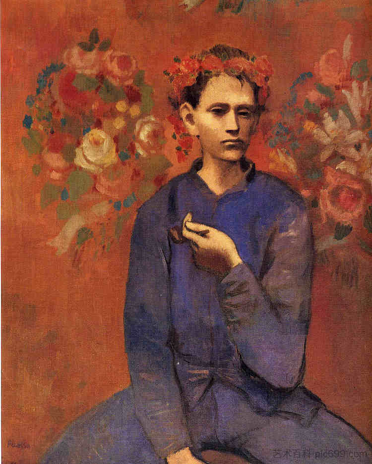 一个拿着烟斗的男孩 A boy with pipe (1905)，巴勃罗·毕加索