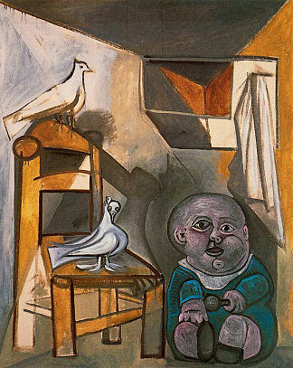一个孩子和鸽子 A child with pigeons (1943)，巴勃罗·毕加索