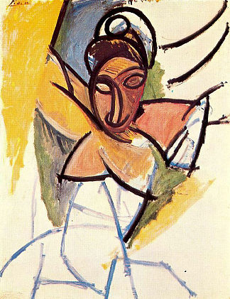 来自阿维尼翁的女孩 A girl from Avignon (1907)，巴勃罗·毕加索