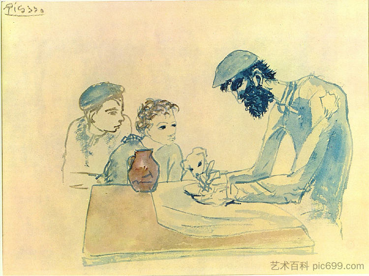 一顿简单的饭菜 A simple meal (1904)，巴勃罗·毕加索