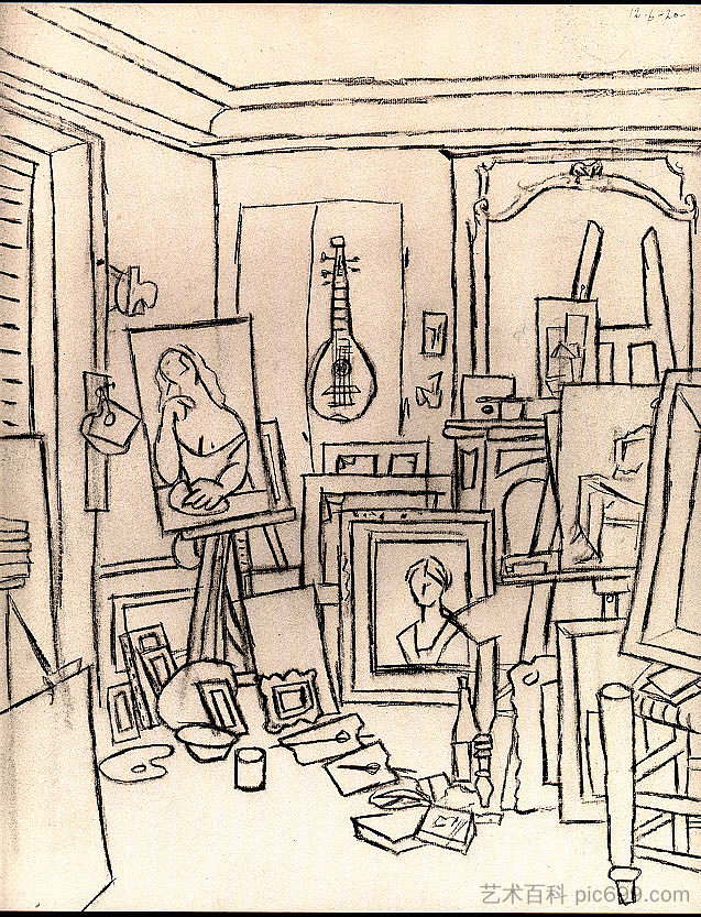 拉博埃蒂街上的艺术家工作室 Artist's studio on street La Boetie (1920),巴勃罗·毕加索
