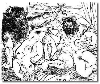 牛头怪的狂欢场面 Bacchic scene with minotaur (1933)，巴勃罗·毕加索