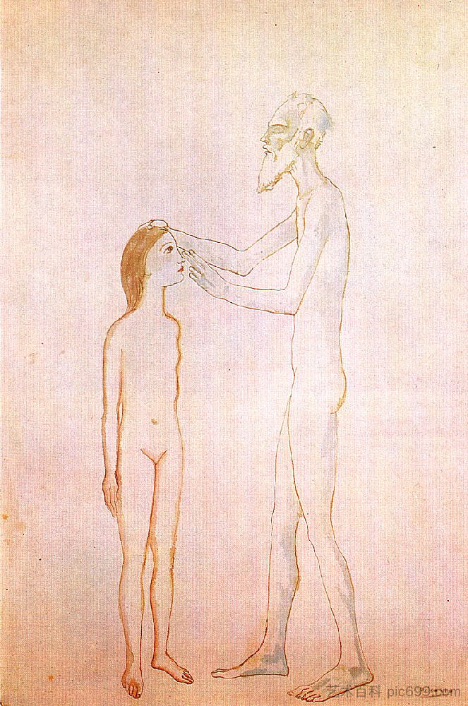 盲人男人和女孩 Blind man and girl (1904)，巴勃罗·毕加索