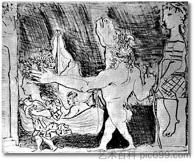 盲牛头怪由女孩引导 Blind Minotaur is guided by girl (1934)，巴勃罗·毕加索