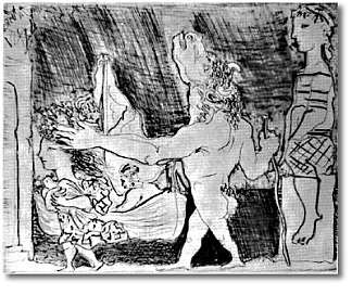 盲牛头怪由女孩引导 Blind Minotaur is guided by girl (1934)，巴勃罗·毕加索