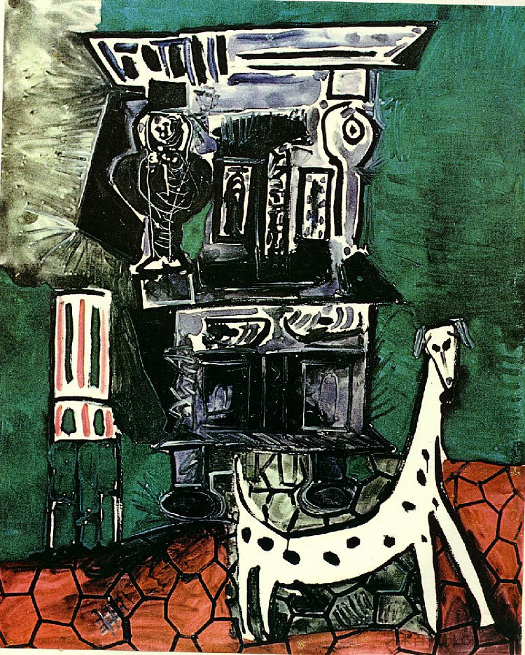 自助餐，亨利二世和带狗的扶手椅 Buffet Henry II and armchair with dog (1959)，巴勃罗·毕加索