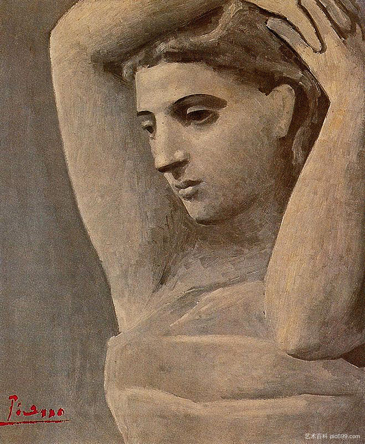 一个女人的半身像，举起双臂 Bust of a woman, arms raised (1922)，巴勃罗·毕加索