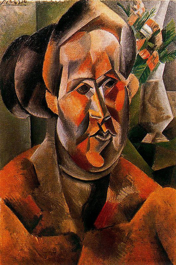 女人的半身像与鲜花 Bust of woman with flowers (c.1909),巴勃罗·毕加索