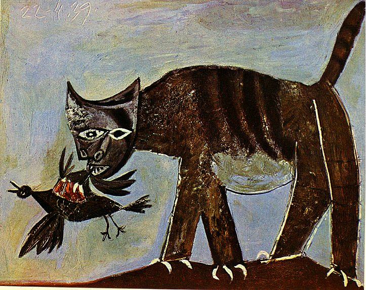 猫捉鸟 Cat catching a bird (1939)，巴勃罗·毕加索
