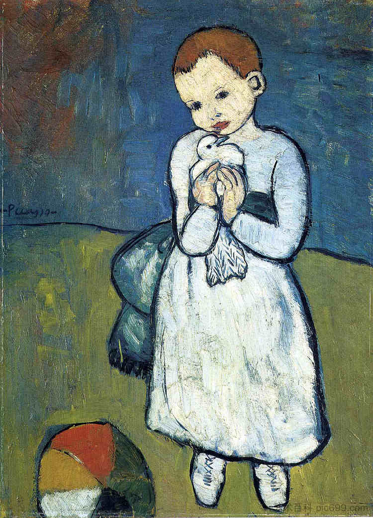 孩子与鸽子 Child with dove (1901),巴勃罗·毕加索