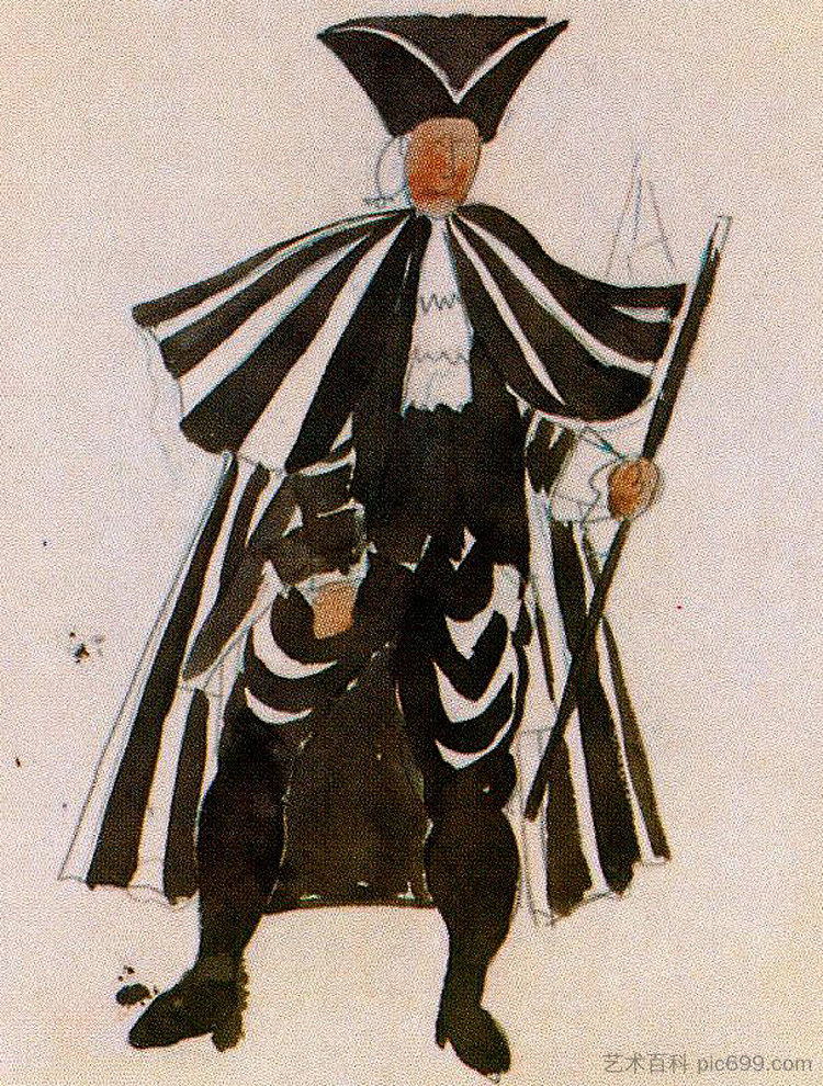 芭蕾舞剧《Tricorne》服装设计 Costume design for ballet "Tricorne" (1917)，巴勃罗·毕加索