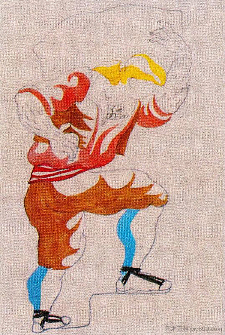 芭蕾舞剧《Tricorne》服装设计 Costume design for ballet "Tricorne" (1917)，巴勃罗·毕加索