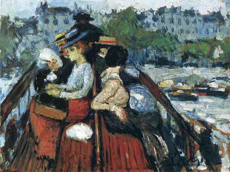 在上层甲板渡过塞纳河 Crossind Seine on the upper deck (1901)，巴勃罗·毕加索