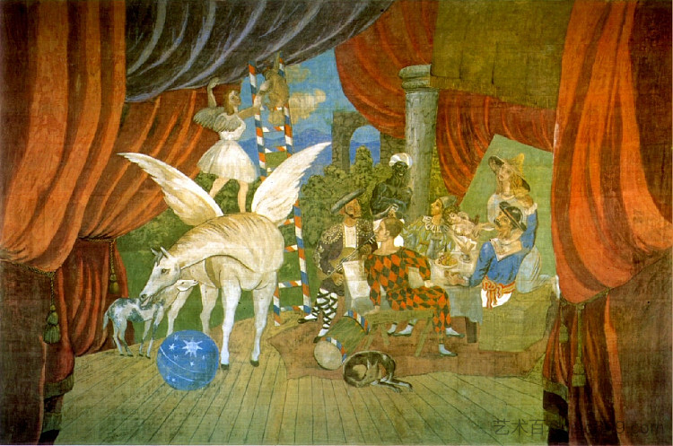 芭蕾舞“游行”幕布 Curtain for the ballet "Parade" (1917),巴勃罗·毕加索
