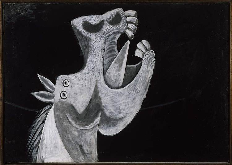 马的头。《格尔尼卡》素描 Horse Head. Sketch for "Guernica" (1937)，巴勃罗·毕加索