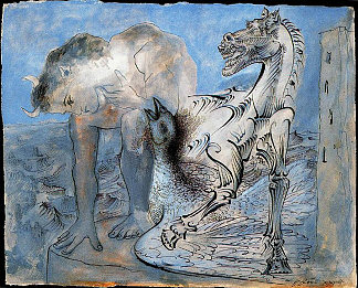 动物、马和鸟 Faun, horse and bird (1936)，巴勃罗·毕加索