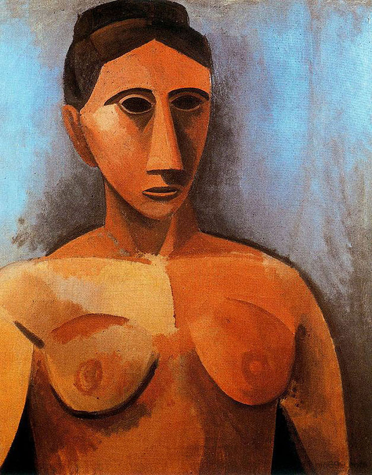 女性胸围 Female bust (c.1907)，巴勃罗·毕加索