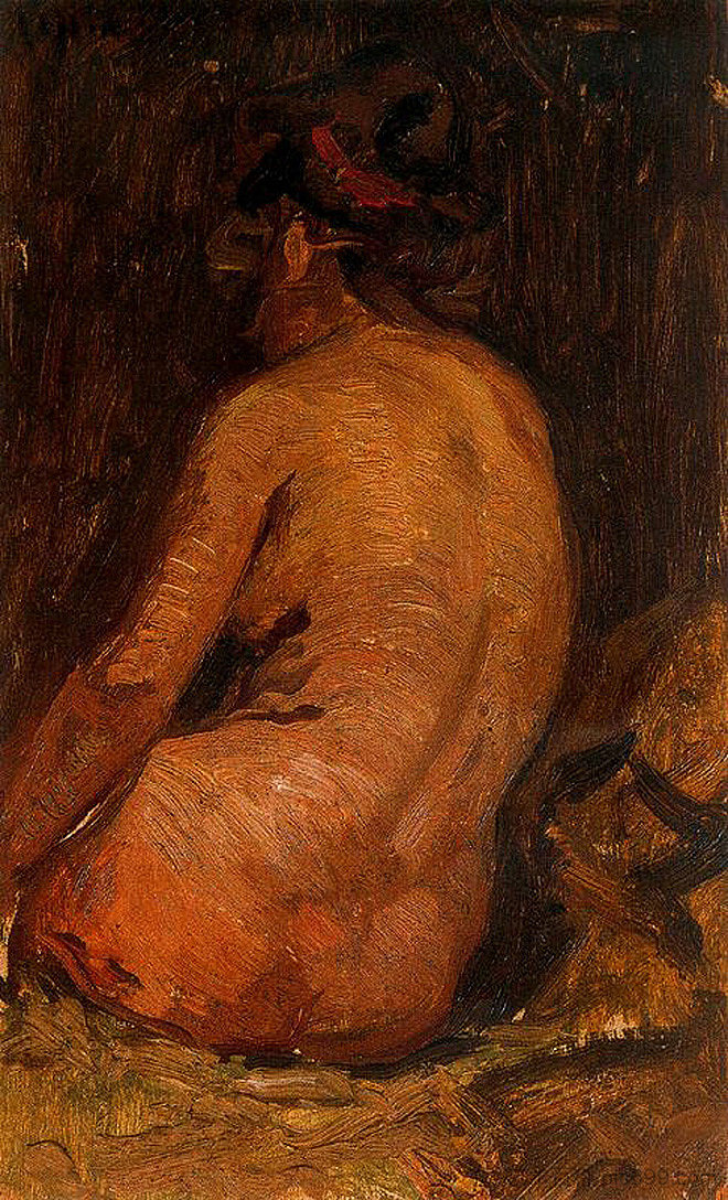 女性后背裸体 Female nude from back (1895)，巴勃罗·毕加索